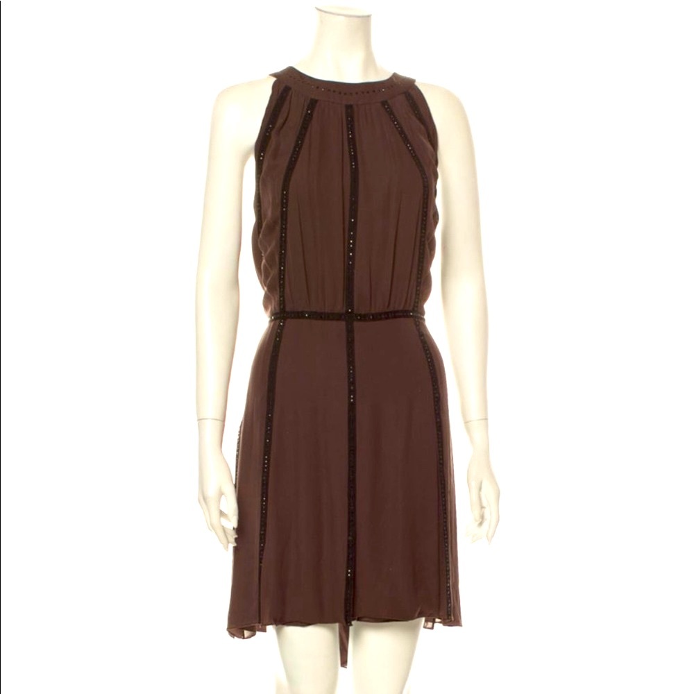 L’AGENCE Brown Silk Mini Dress